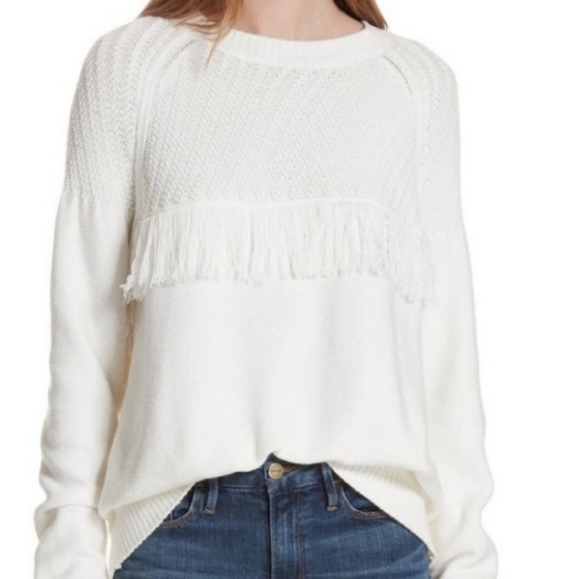 *NWT!* FRAME white fringe wool blend sweater